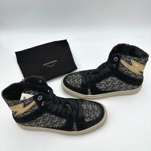 Zadig & Voltaire Sneakers Women EU 37 / US 6 Black Gold ZV1747 High Flash Metal